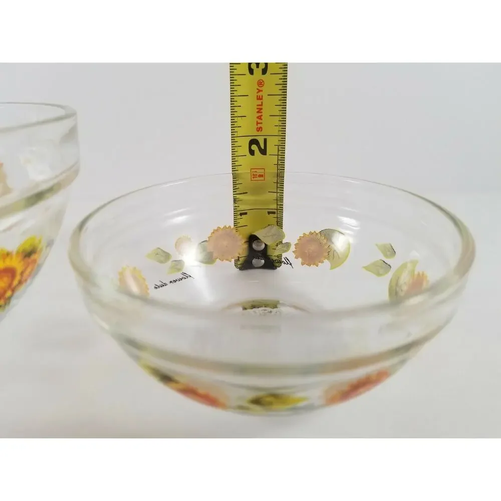 Sunflower Glass Bowl Set Imperial 2 Piece Cereal Fruit Prep Dip Granny Cottage
